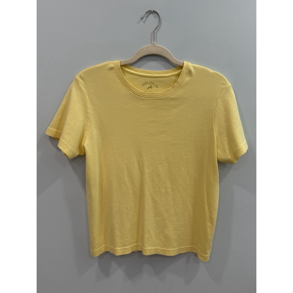 White Stag Women's M Butter Yellow 100% Cotton Crew Neck Short Sleeve T-Shirt